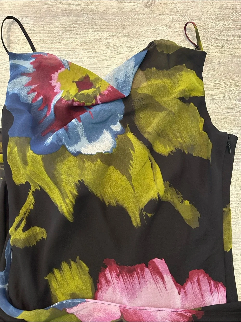 NEW! Abercrombie & Fitch One-Shoulder Draped Chiffon Floral Cowl Neck LP